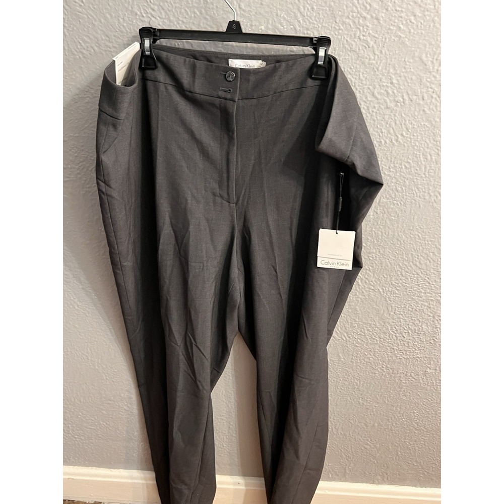 Calvin Klein Women's Plus Size Traditional Fit Gray Straight Leg Pants Size 24W